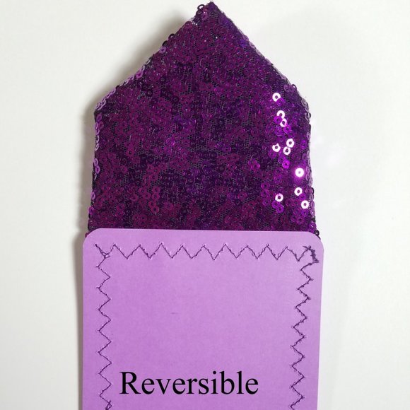 Men's Sequin Pre-Folded Pointed Pocket Square Insert - Purple - Picture 8 of 8
